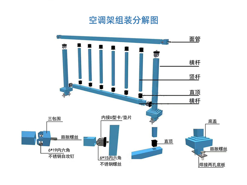 空調(diào)護(hù)欄結(jié)構(gòu)部件及配件組成